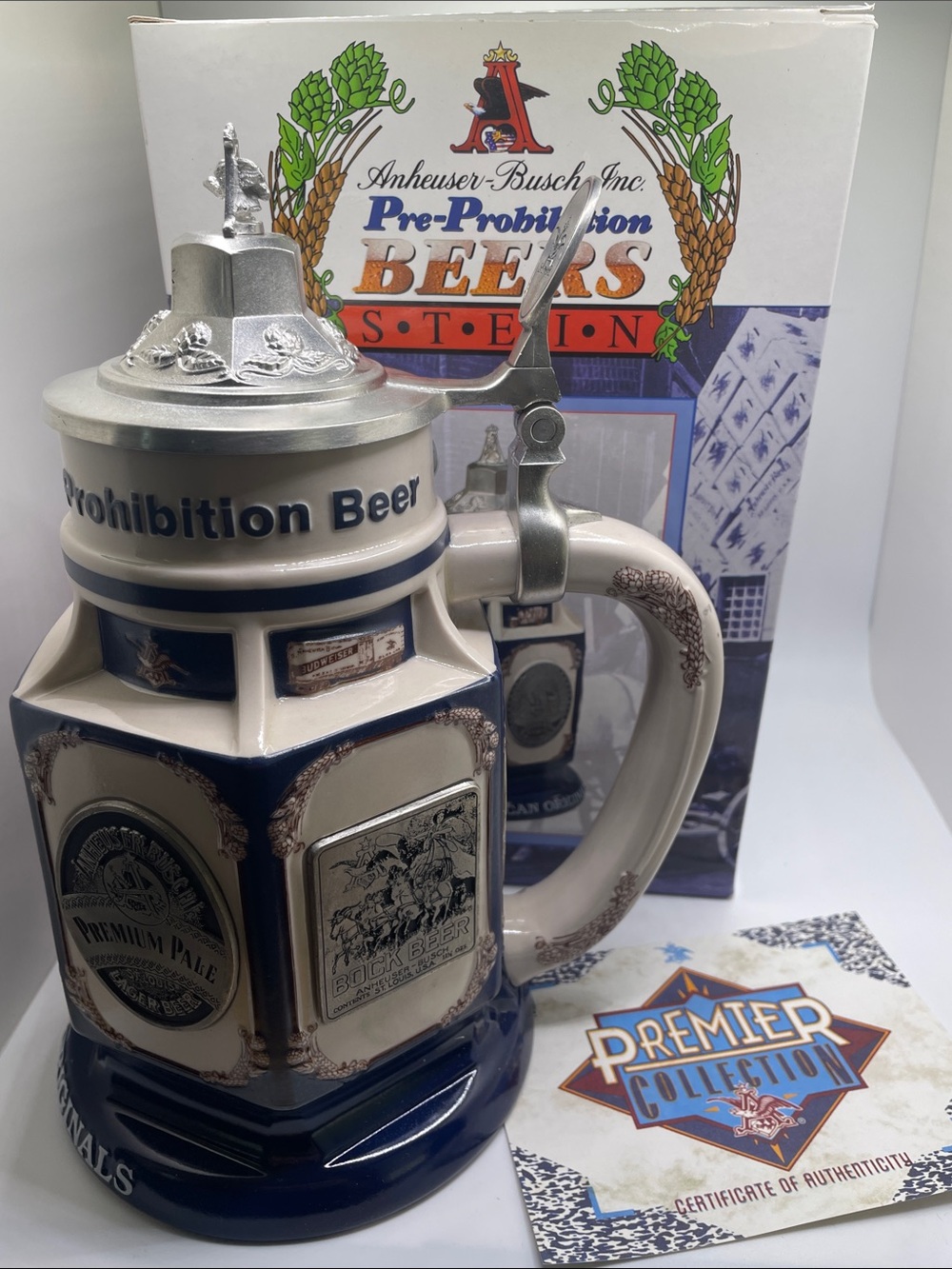 2001 Anheuser-Busch Pre-Prohibition Decorative Lidded Beer Stein - Picture 9 of 9